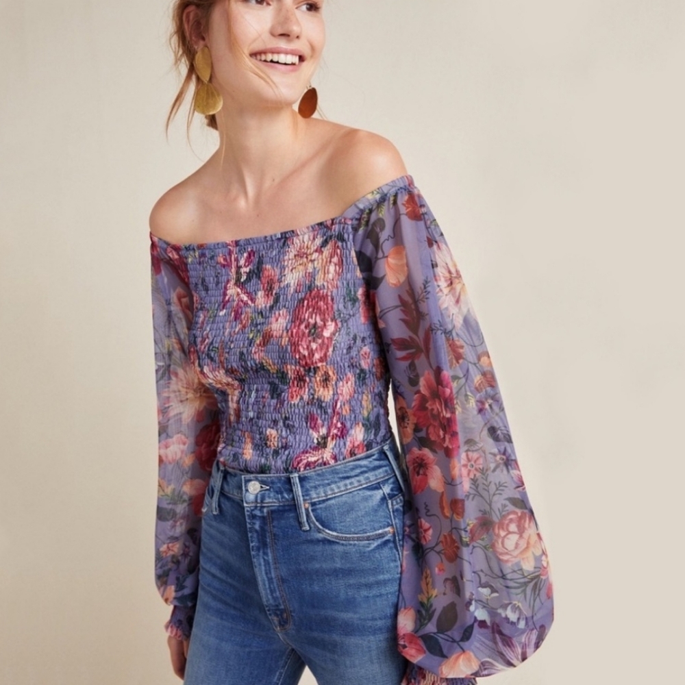 Anthropologie Rouen Floral Printed Top